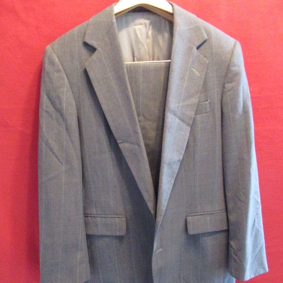 Vintage Imperial by Haggar Mens gray striped suit - Picture 1 of 15